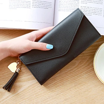 

Pu Coin Purse Women's Simple Wallets Fashion Heart Pendant Multifunctional Litchi Pattern Wallets Bolsa