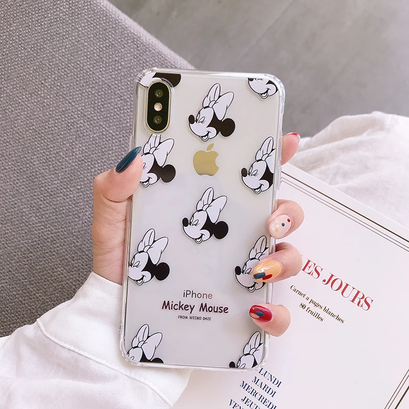 Милые прозрачные чехлы с рисунком Минни Микки для iPhone 11Pro Max 6 6s 7 8 Plus X Xs Max Xr 11 Pro мягкий чехол Fundas Capa