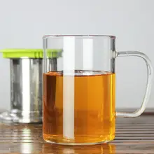 350ml Glass Tea Cup with Stainless Steel Infuser Clear Drinking Mug Water Cup for Home Office(Green
