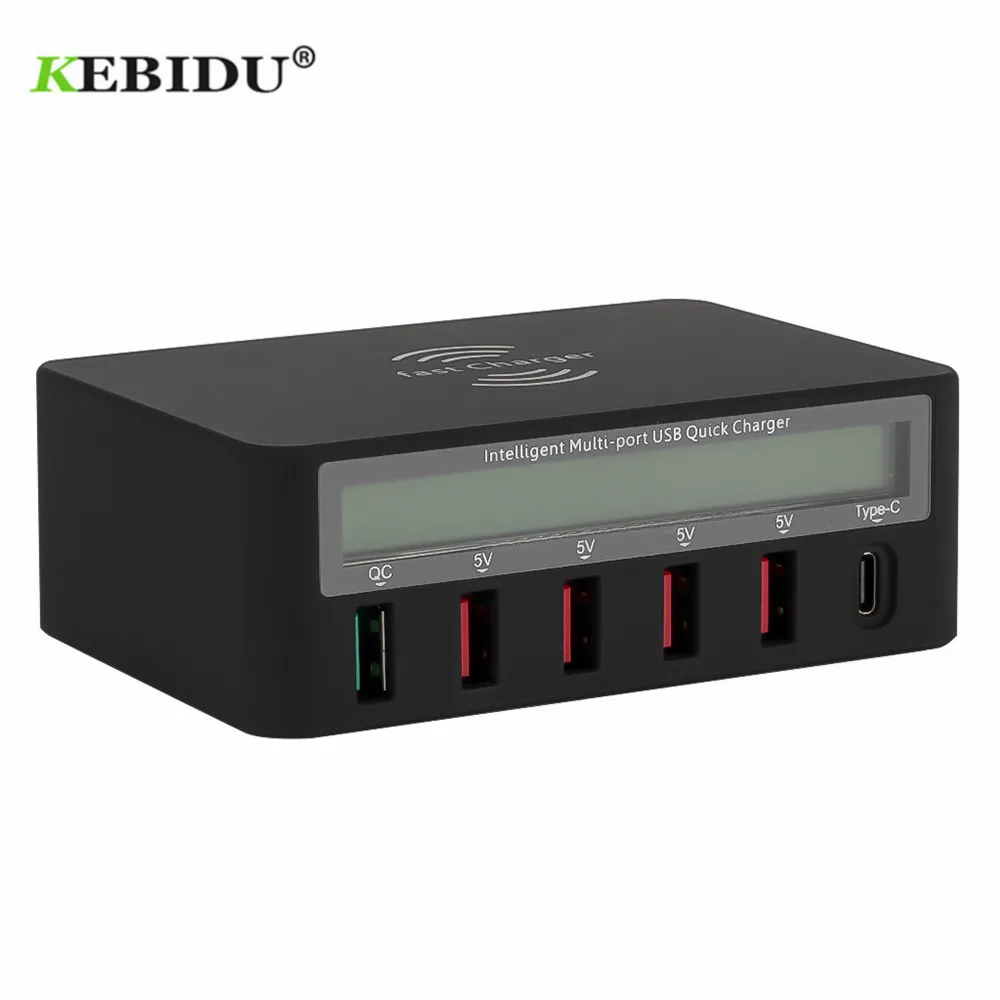 KEBIDU EU/US QC3.0 10 Вт 5 В/8А Смарт Настольный настенный зарядник 6 портов USB зарядное устройство телефон Путешествия адаптер быстрого зарядного устройства для телефона