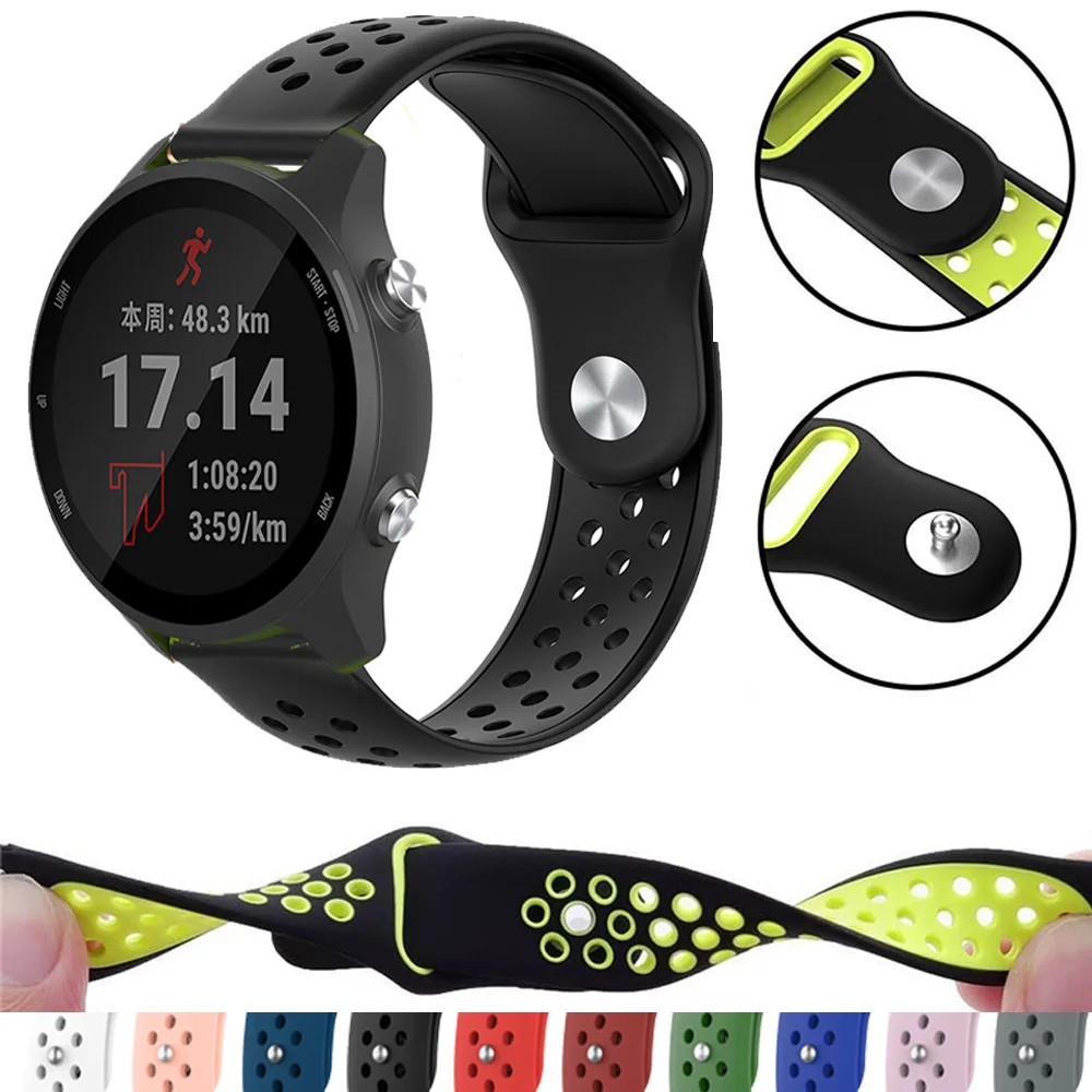 

10 Colors Breathable Silicone Sport Band Strap For Garmin Forerunner 245 245M Music 645 Replacement 20mm Watchband Bracelet Belt