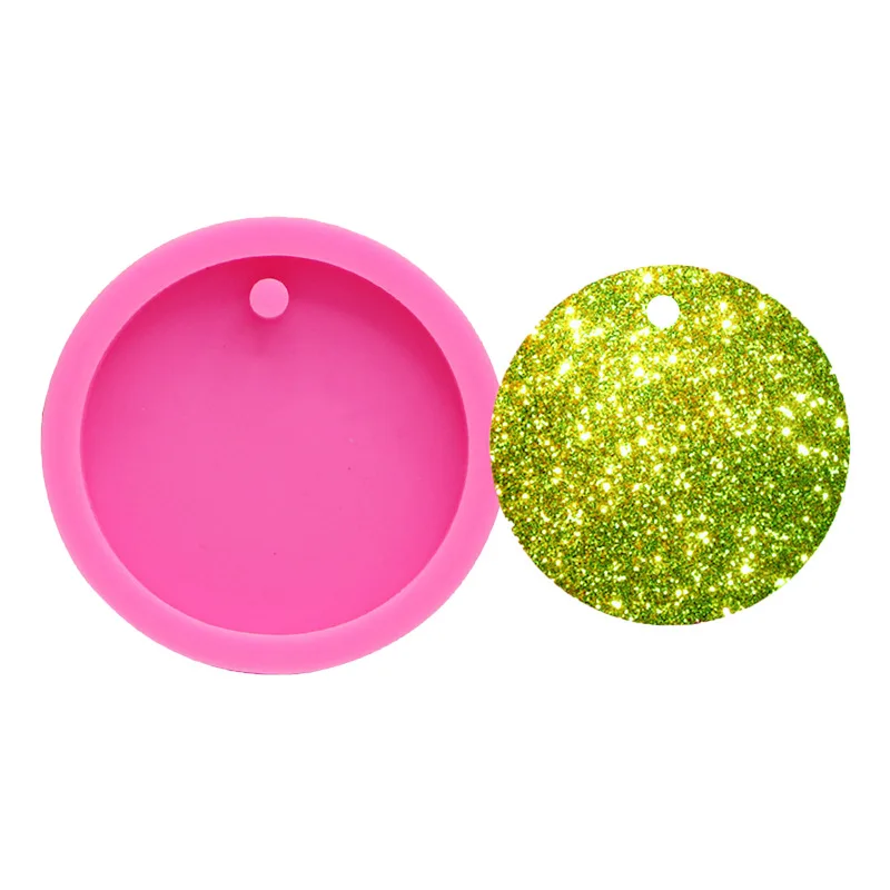 

Hot shiny Round Circle With Hole Disk Keychains silicone mold for Key chain Pendant clay DIY Resin mold