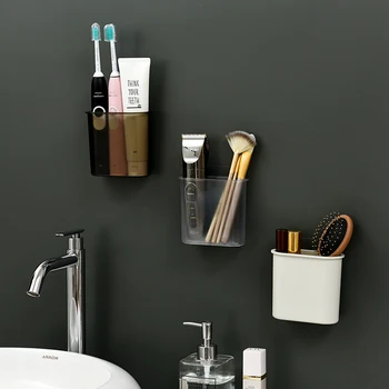 

Wall-mounted Toilet Storage Boxes Toothbrush Toothpaste Debris Storage Boxes Multi-function Remote Control Holder Home Organizer