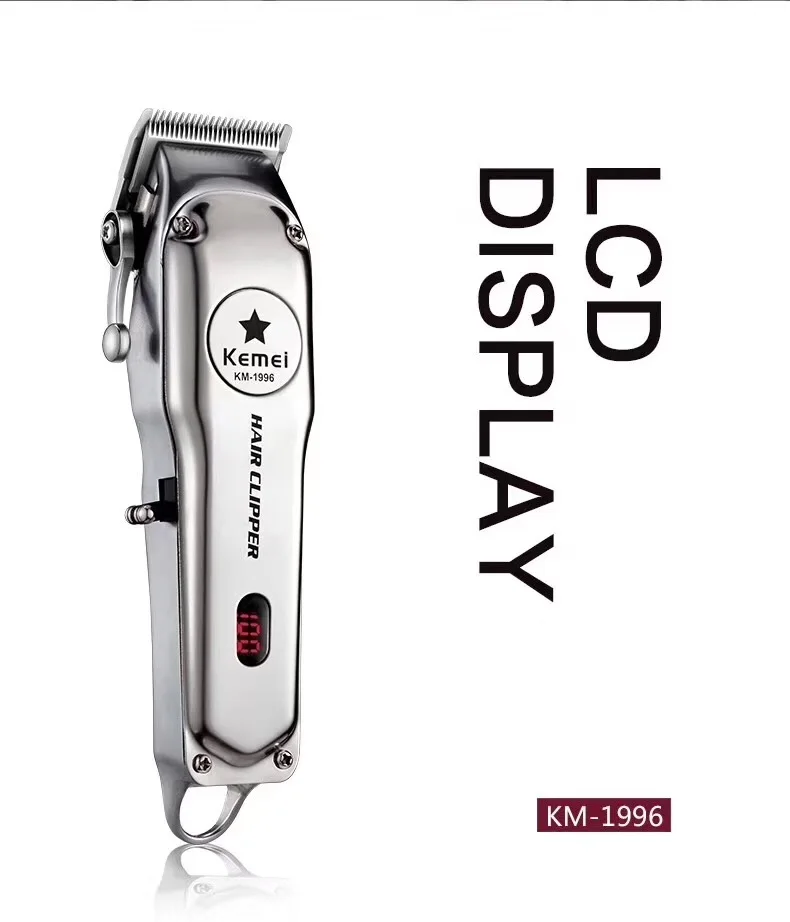 Kemei-1996 Barber Shop Rechargeable Hair Clipper All Metal Electric Hair Trimmer Men Professional Beard Trimmer Haircut Machine