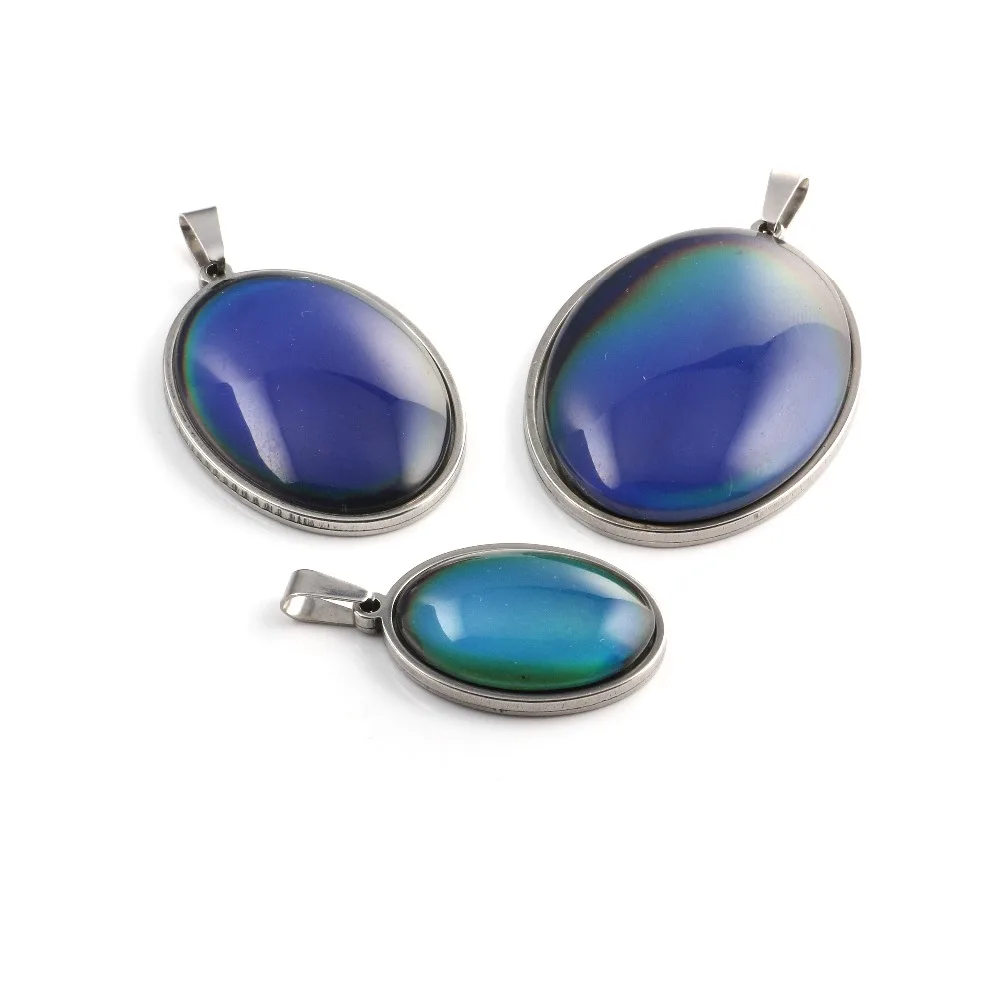 

Fashion New 3 Colors Pendant Round Retro Stainless Steel Emotional Feeling Change Color Mood Necklace Pendant Gift for Children