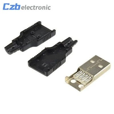 2 шт USB 2,0 Тип A Мужской USB 4 контактный разъем с черной пластиковой крышкой тип-a DIY наборы