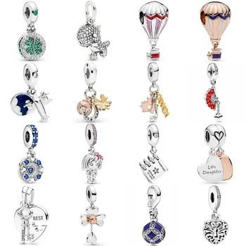 

Air Balloon Dinosaur Lucky Four-leaf Clover Spain Fan Pendant Beads 925 Sterling Silver Charm Fit Bracelet Diy Jewelry