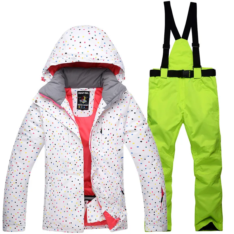 Дешевая женская зимняя одежда для сноубординга, комплекты костюмов, водонепроницаемая ветрозащитная Супер Теплая Лыжная куртка и зимние штаны с поясом