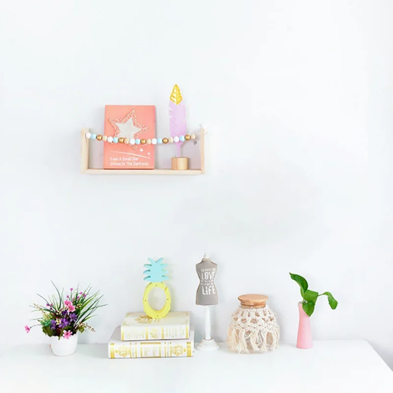 High Quality Novelty Free Punch Wall Storage Rack Colorful Beads Decor Wall Mounted Shelf Home Decoration