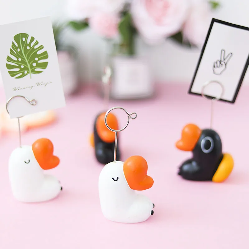 

Resin Photo Clip Stand Desktop Decoration Cute Goose Shape Name Card Holder Stand Memo Note Photo Holder Clip Office Stationery