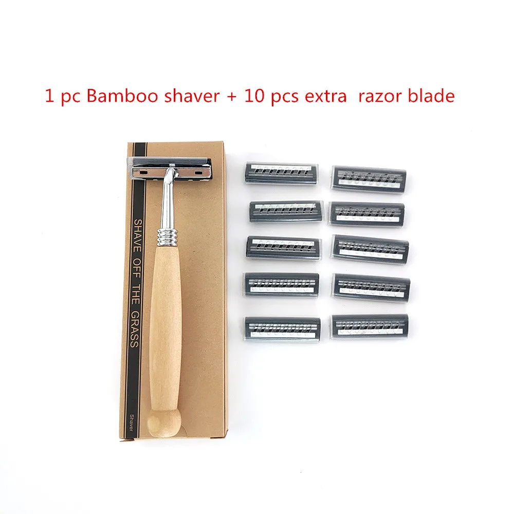 Closeout Safety Razor Wooden-Handle Sustainable Hot 10pcs Natural Fits-All Unisex High-Quality mlKkKMJpE