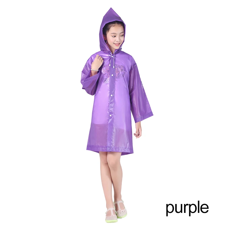 Purple Водонепроницаемые Многоразовые плащи для детей от 6 до 12 лет, пальто пончо, одежда для дождливой погоды, дождевик, пончо для студентов - Цвет: Purple