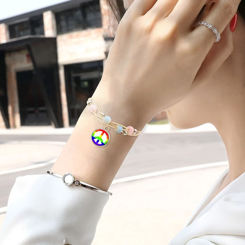 Stylish LGBT Rainbow Unisex Ceramics Bracelet Jewellery Lesbian Bisexual Trans