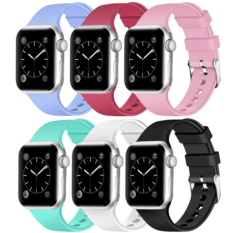 Ремешок силиконовый для Apple Watch 6 SE 5 4 3 2 1 40 мм 44 сменный Браслет iwatch Series 38 42 |