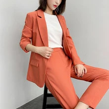 ^#Cheap Fashion loose2 piece set New Elegant Office Lady Business Suits Female Two Piece Sets Femme Long Sleeve Jacket and Trouser suits ^#Cheap Fashion loose2 piece set New Elegant Office Lady Business Suits Female Two Piece Sets Femme Long Sleeve Jacket and Trouser suits