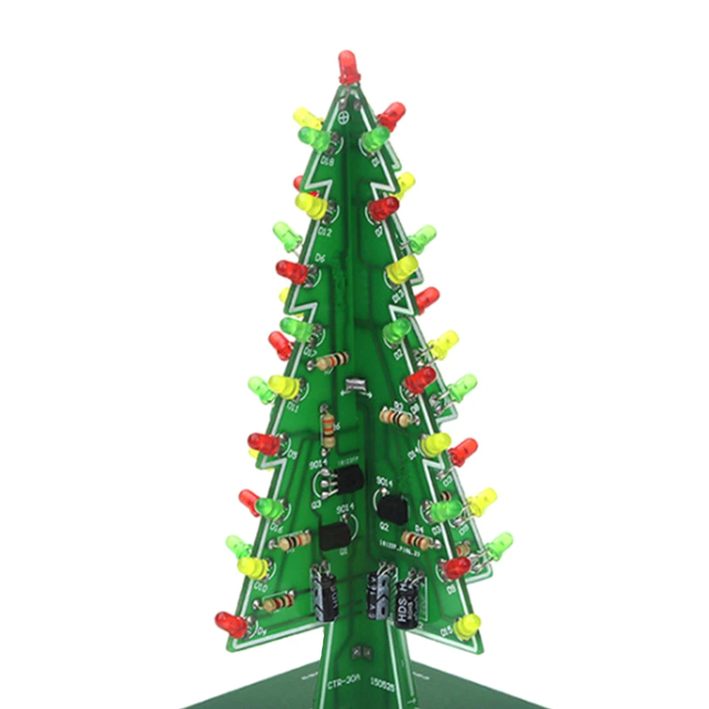 

3D Christmas Tree DIY Kits 7 Color/3Color Light Flash LED Circuit Christmas Trees Xmas LED Colorful LED Kit