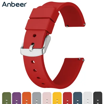 

Anbeer Silicone Watchband 14mm 18mm 20mm 22mm 24mm Quick Release Replacement Bracelet Men Women Black Sport Rubber Watch Strap