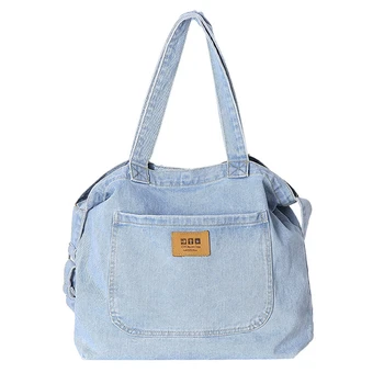 

Denim Crossbody Bags For Women Canvas Jeans Blue Shoulder Bag Top-Handle Tote Handbags Large Messenger Travel student bag