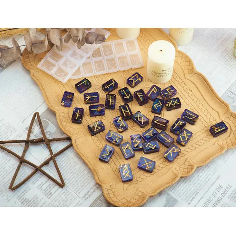 Energy Symbol Cabochons Silicone Molds DIY Rectangle RavenInk Tattoos Jewelry Charms Making Handmade Runes Resin Craft Tools | Дом и сад