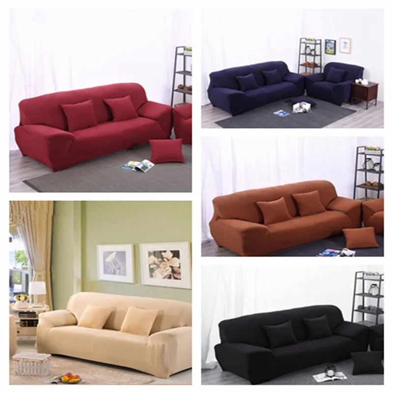 

Solid Color Elastic Sofa Cover Spandex Modern Polyester Corner Sofa Couch Slipcover Chair Protector Living Room 1/2/3 Seater