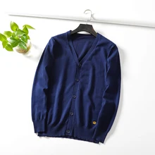 Хорошее качество! Осенний и зимний мужской однотонный вязаный свитер с v-образным вырезом, однобортный Кардиган, мужской свитер, пальто tb3856