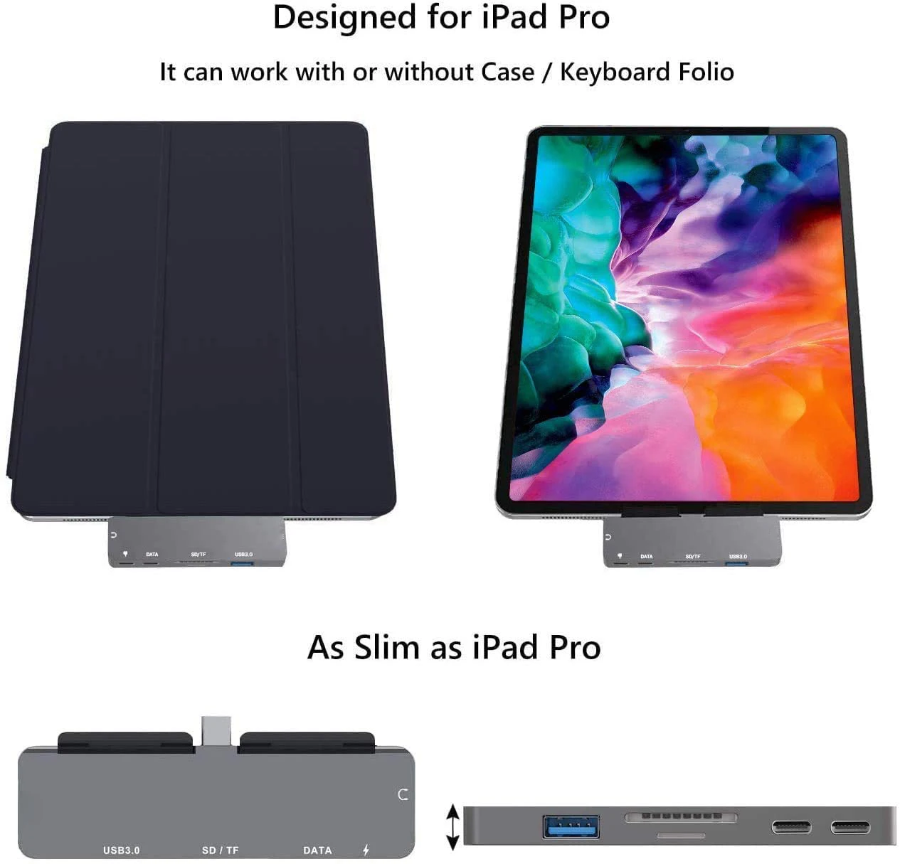 4K HDMI compatível, USB 3.0, iPad Pro 11, 12.9, Macbook, 7 em 1