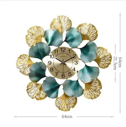 Американский кованый лист гинкго, декоративные настенные часы, фреска, ремесла для дома, гостиной, бесшумные часы, настенные украшения для спальни, искусство - Цвет: style1