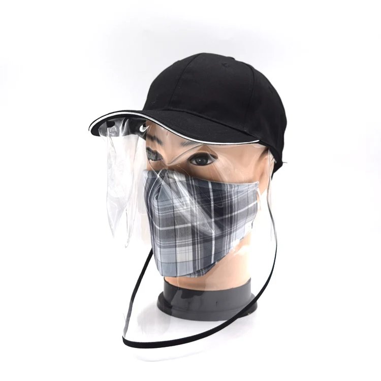 Кепка Для Взрослых защитная Бейсболка унисекс с большой прозрачной перегородкой