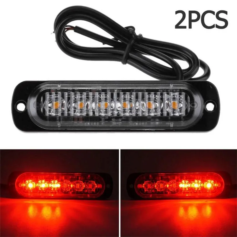 

Strobe mergency Lights Amber Recovery Car 6 chips LED Lighting Bar Orange Grill Breakdown Flashing 12/24V amber led for Trucks