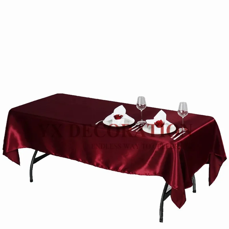 Cheap Wedding White Satin Table Cloth Rectangle Table Cover Table Overlay for Wedding Birthday Party Decors Christmas Tablecloth