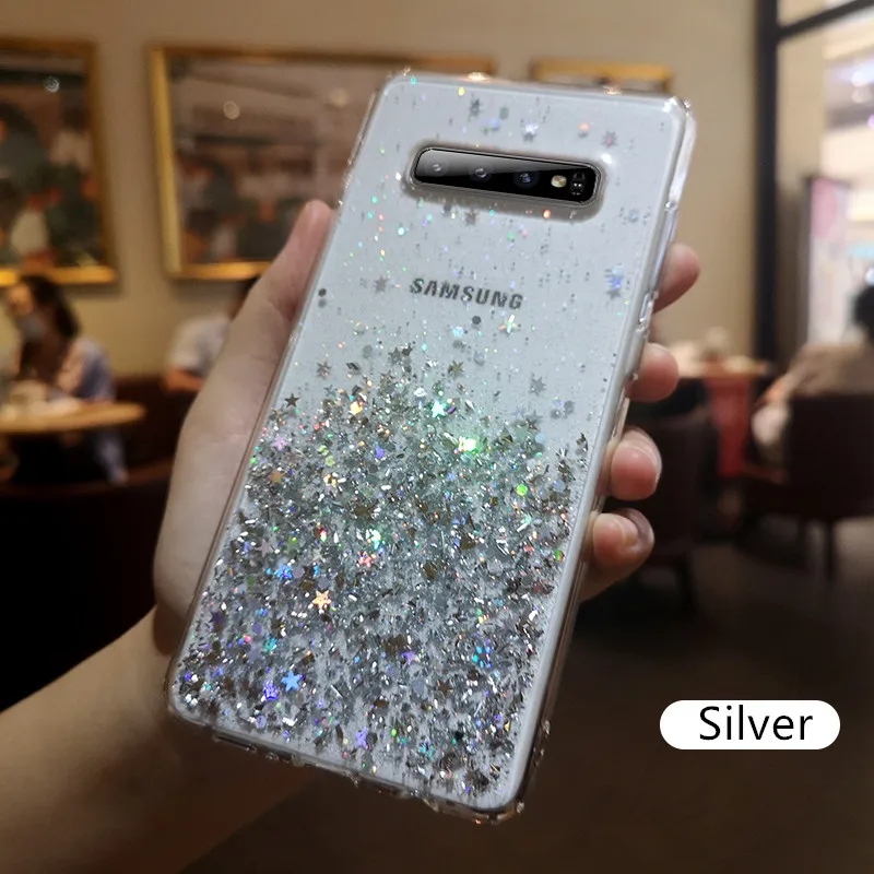 Модный Блестящий блестящий чехол с блестками для Samsung Galaxy S10 S9 S8 Plus силиконовый