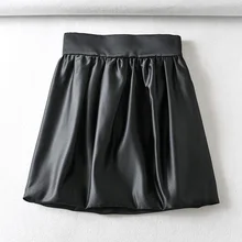 RR, свободные Сатиновые юбки для женщин, модная повседневная однотонная черная юбка, Женские Элегантные мини юбки со складками на молнии, женские, дамские, LT