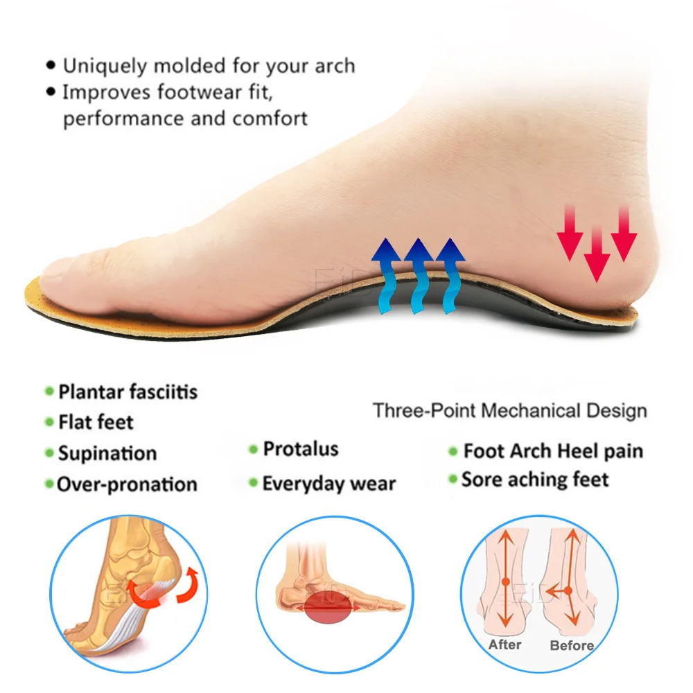 EiD Leather orthotic insole for Flat Feet Arch Support orthopedic shoes sole