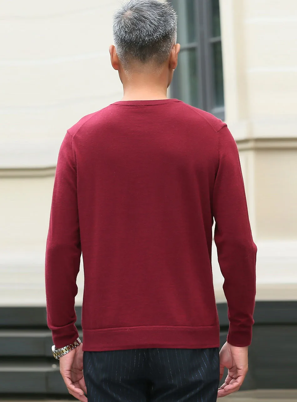 Wine Red YJMY внутренний монгольский кашемировый свитер мужской Crewneck твердый вязаный весна осень в магазине Slava - Цвет: Wine Red