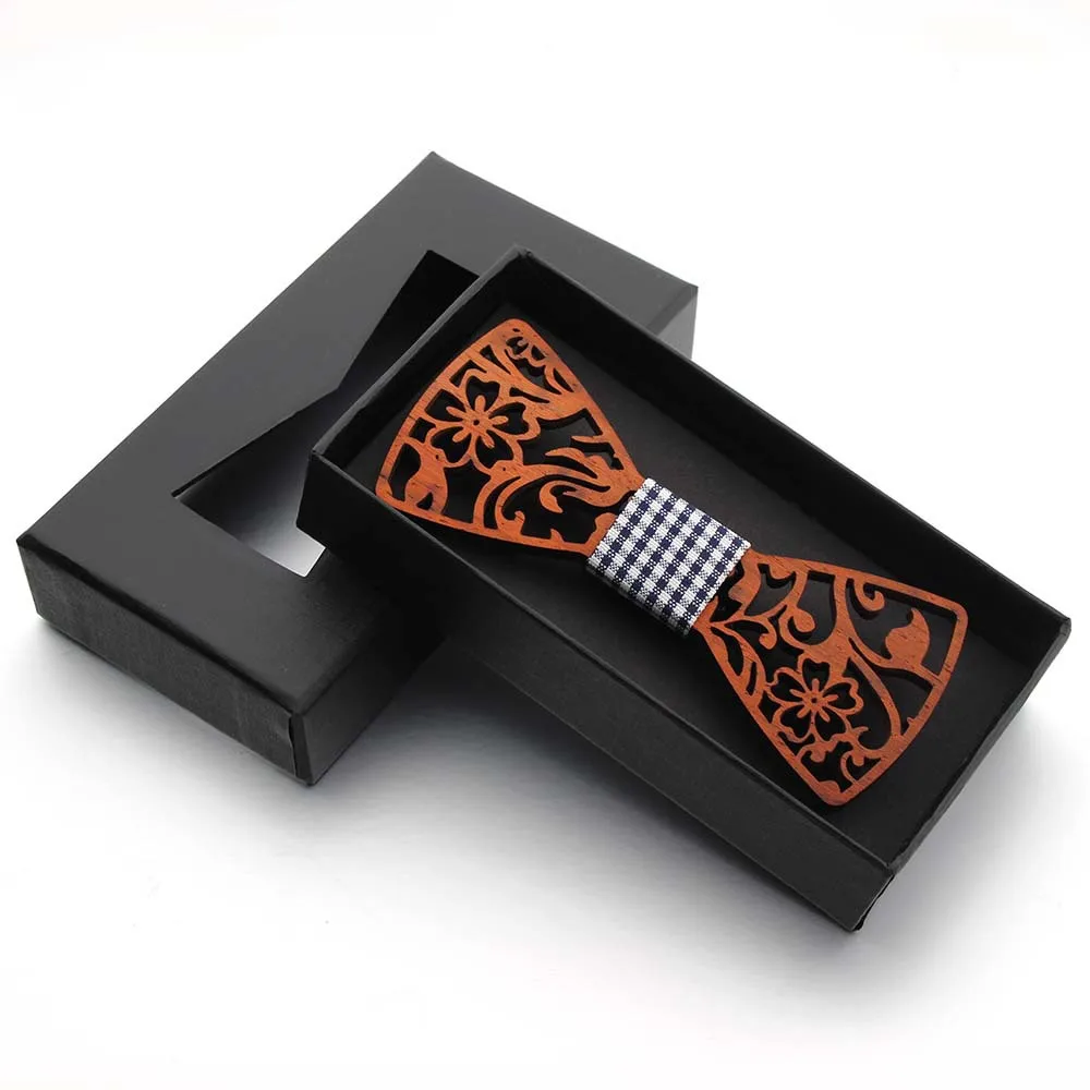 Wood Bowtie in Box Мужские выдалбливают, резные, деловые, вечерние, подарок, деревянный галстук-платок, винтажный галстук-бабочка, новая свадебная бабочка, настоящая древесина, галстук на шею - Цвет: Wood Bowtie in Box