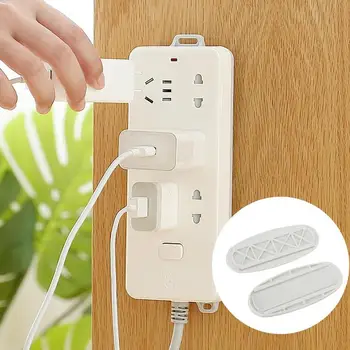 

Power Plug Storage Rack Socket Holder Shelf Self Adhesive Wall Mounted Power Socket Plug Board Router Holder Paste Snap Wire