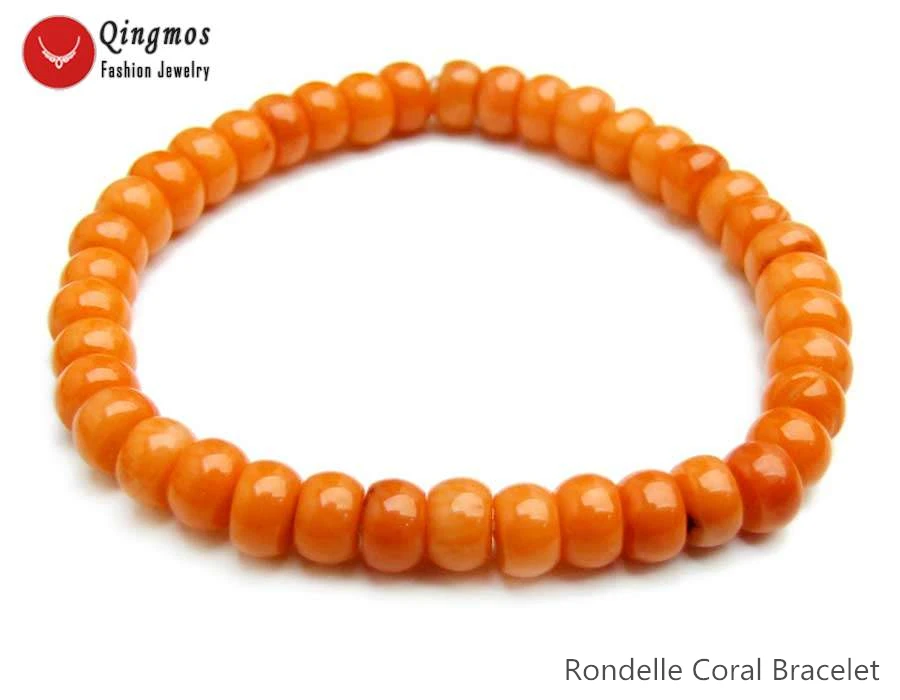 GENUINE NATURAL 10-11mm Pink Thick Slice Coral 7.5" Bracelet for Women-bra142 