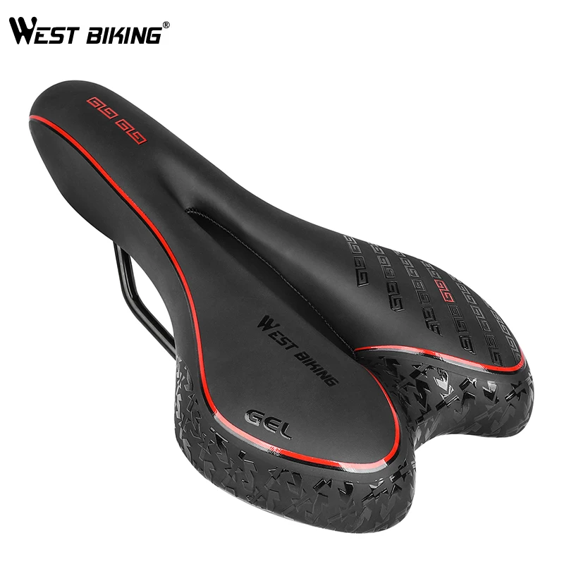 

WEST BIKING Bicycle Saddle PU Leather Waterproof Hollow Soft Shock-absorbent Cycling Road Mountain Bike Seat Bicycle Accessories