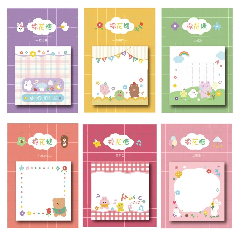 

7pcs Cartoon party sticky note Cute bear rabbit shark adhesive memo pad Post Diary planner stickers it note Office School F858