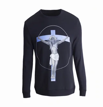 

Jesus Cross 3d Digital Direct Spray Same Craft Men Sweater Thicken Plus Velvet Pure Cotton Men's