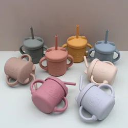 Baby Silicone Feeding Drinkware Infant Kid Portable Snacks Container With Lid Children Feeding Cups with Sippy Food Tableware