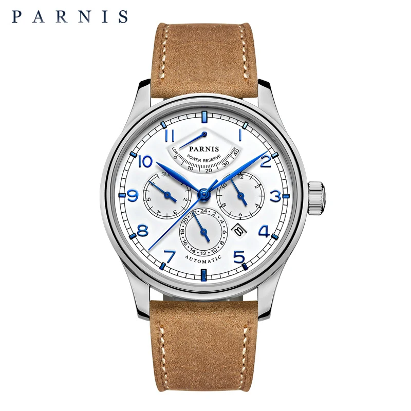 Parnis, 42 мм, автоматические часы, лунная фаза, запасная мощность, часы для мужчин, люксовый бренд, топ Miyota, механические намотки, часы, PA6062-A, подарок для мужчин - Цвет: 8