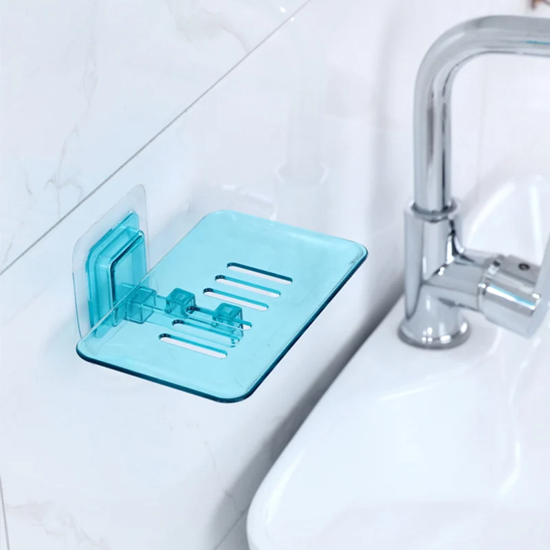 Wall Mounted Plastic Kitchen Hanging Shelf Soap Storage Rack Soap Box Soap Dishes Drain Sponge Holder Bathroom Organizer