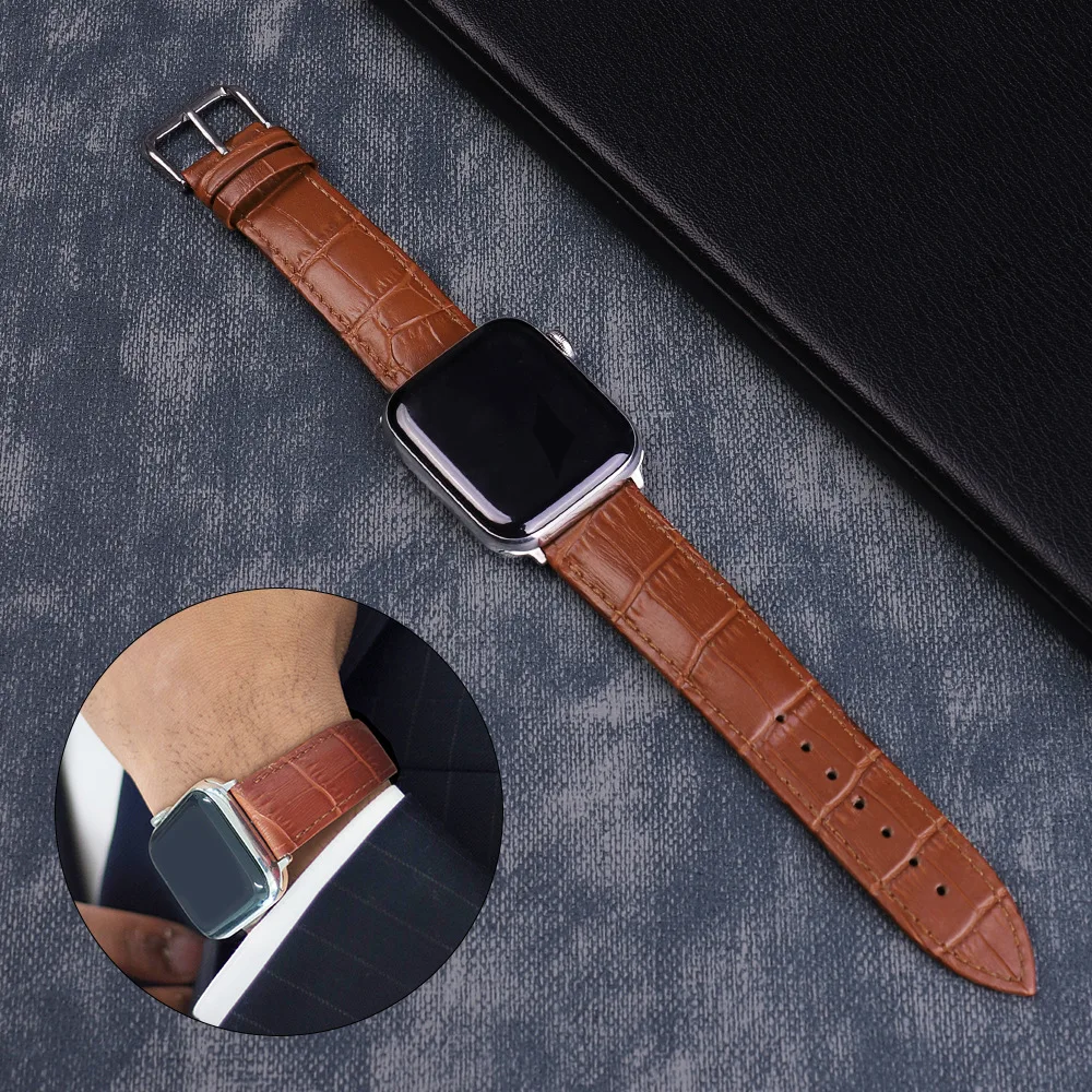 Ремешок кожаный для Apple Watch Band браслет iWatch 42 мм 38 40 44 Series 1 2 3 4 5 apple watch band | Наручные