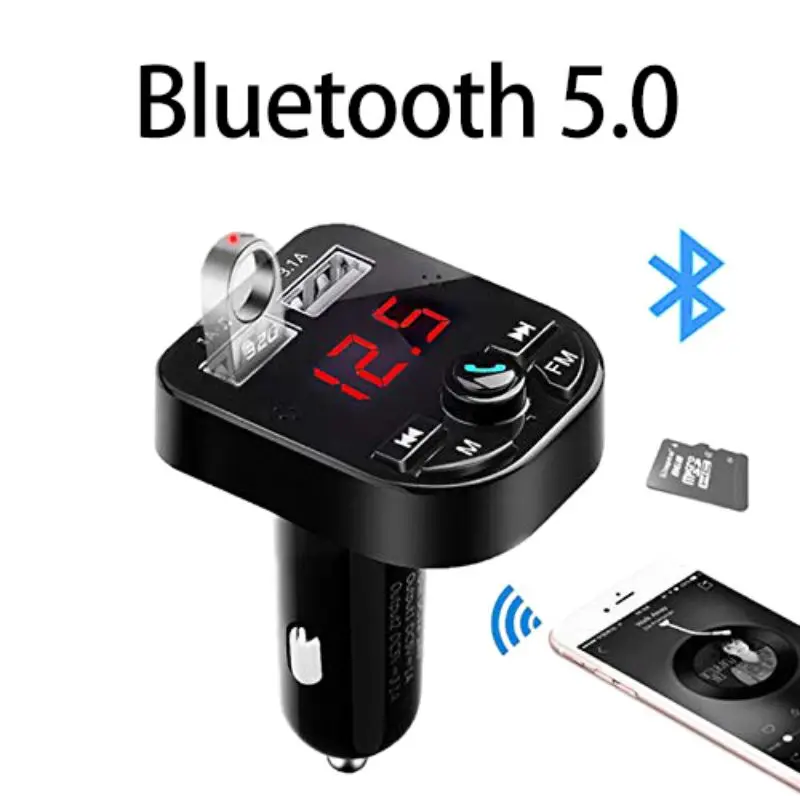 Bluetooth 5,0 fm-передатчик приемник с двумя usb-портами автомобильное зарядное устройство U диск/TF карта без потерь Музыкальный плеер