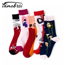 Уличная одежда, короткие женские креативные милые брендовые носки с цветами, теплые забавные белые короткие кавайные зимние хлопковые короткие носки