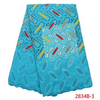 

2019 High Quality Nigerian Blue Nigerian Lace Fabrics For Party Voile Net Lace Fabrics African Lace Fabric With Stones GD2834B-3