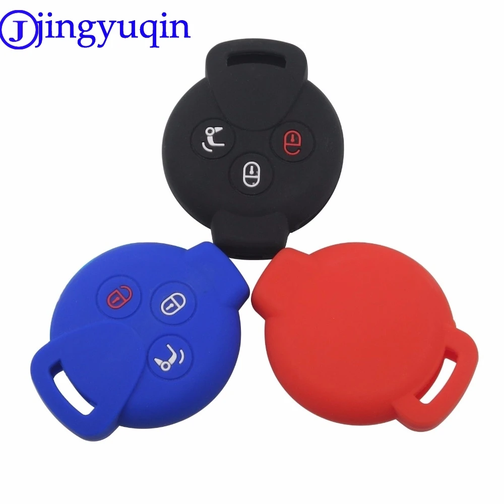 

jingyuqin Remote 3 Buttons Silicone Car Key Case Cover For Benz Smart Car City Roadster Two Four Shell Skin Protect