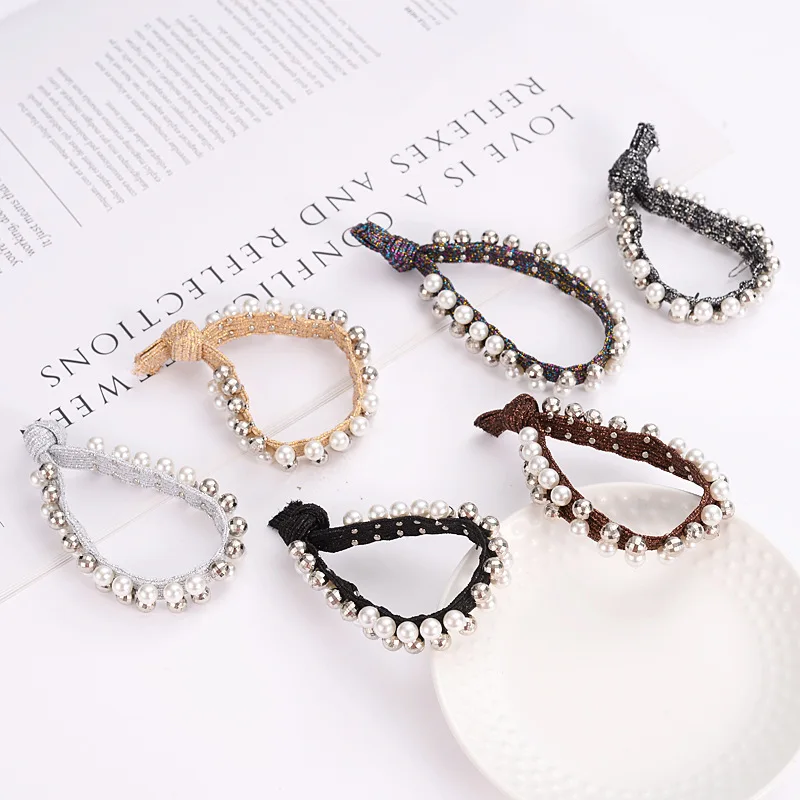 

Cute Girl Pearl Bead Hair Accessories Women Rubber Bands Scrunchy Elastic Hair Bands Girls Headband Decorations Ties Rope
