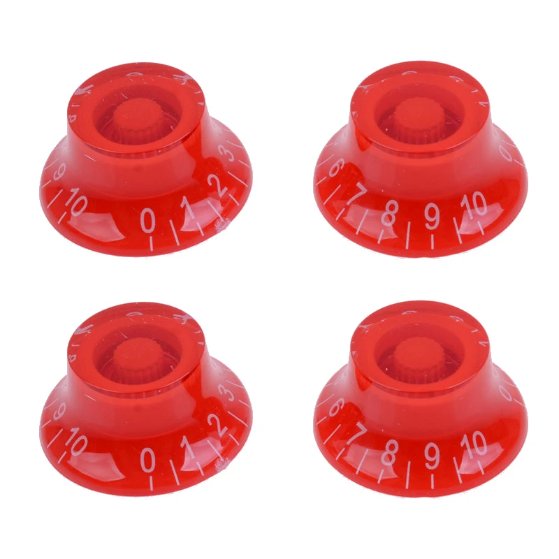 Red With White 4 шт Красочный топ шляпа контроль скорости пластиковый прозрачный материал ручки для гитары для электрогитары - Цвет: Red With White